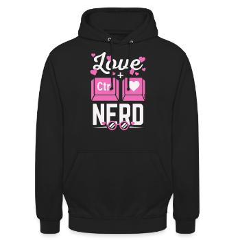 Liebe Nerd CTRL - Herz - Unisex Hoodie - Schwarz - Vorne - Alina (178cm) & Michal (187cm)