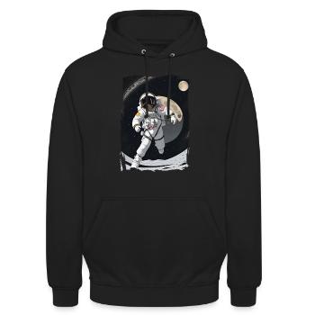 Astronaute courant sur la lune - Sweat-shirt à capuche unisexe - noir - Devant - Alina (178cm) & Michal (187cm)