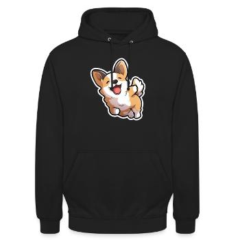 Corgi Cartoon - Unisex Hoodie - black - Front - Alina (178cm) & Michal (187cm)