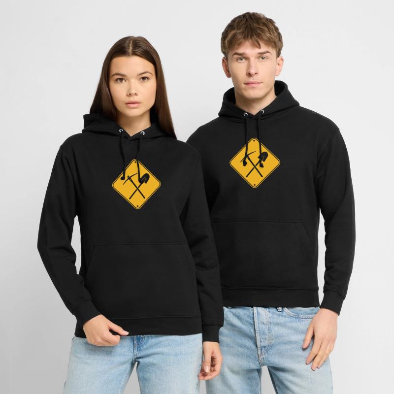 yellow work shield danger caution hazard warning n Unisex Hoodie