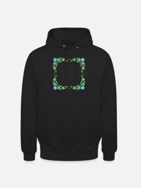 Flowers wreath frame - Unisex Hoodie - black