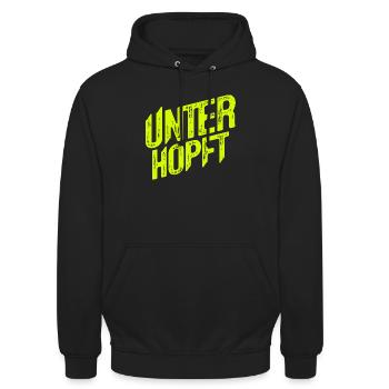 Unterhopft - Bier - Saufen - Lustig - Alkohol - Unisex Hoodie - Schwarz - Vorne - Alina (178cm) & Michal (187cm)