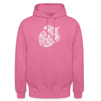 Haselnuss Nuss Gekritzel Geschenkidee - Unisex Hoodie - Pink - Vorne - Alina (178cm) & Michal (187cm)