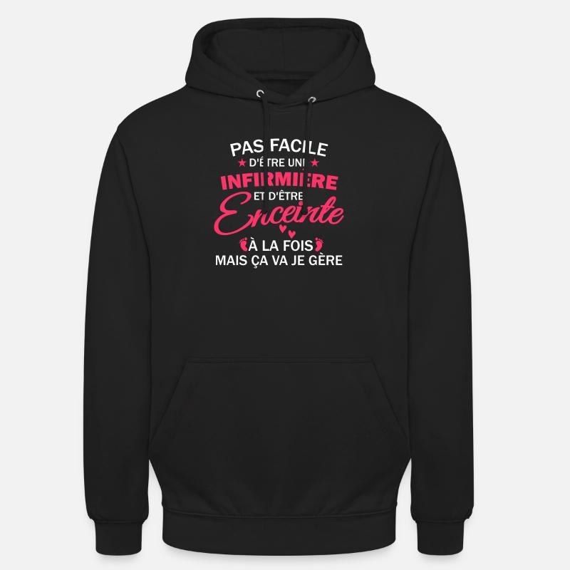 infirmière et enceinte / infirmière enceinte - Sweat-shirt à capuche unisexe - noir