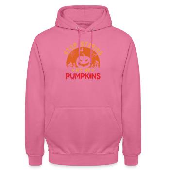 Stop Staring At My Pumpkins - Unisex Hoodie - pink - Front - Alina (178cm) & Michal (187cm)