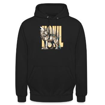 Loup hurlant - Sweat-shirt à capuche unisexe - noir - Devant - Alina (178cm) & Michal (187cm)