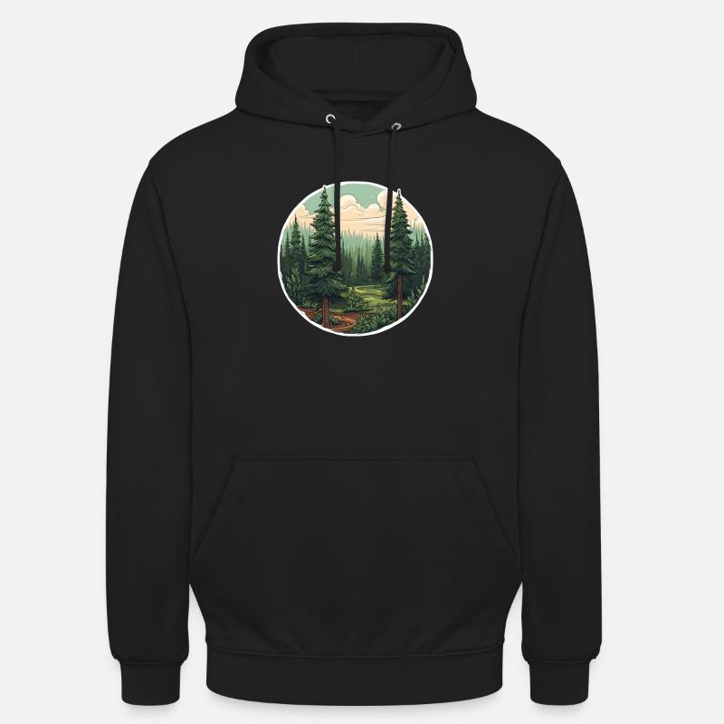 Paysage de sapin - Sweat-shirt à capuche unisexe - noir