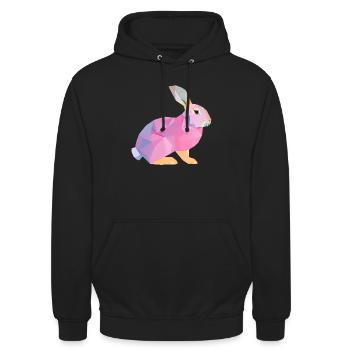 Playful Pink Bunny with Purple Triangles - Unisex Hoodie - black - Front - Alina (178cm) & Michal (187cm)