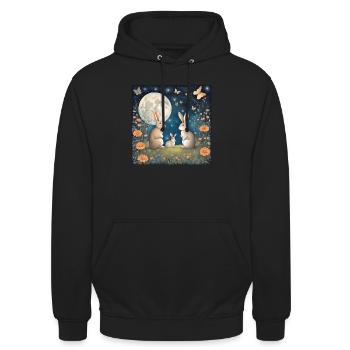 Rabbit - Unisex Hoodie - Schwarz - Vorne - Alina (178cm) & Michal (187cm)