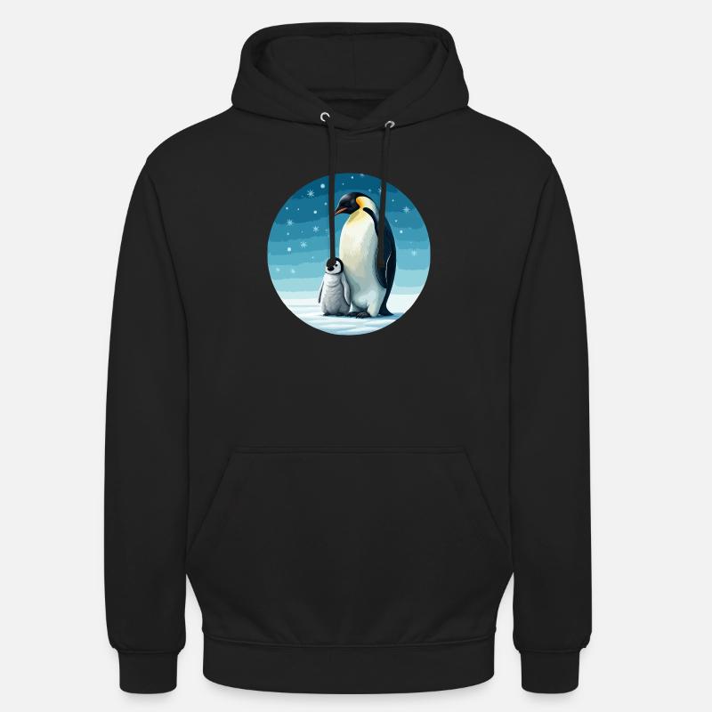 Manchot empereur avec enfant - Sweat-shirt à capuche unisexe - noir