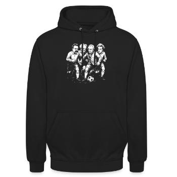 Philosophen spielen Fußball - Unisex Hoodie - Schwarz - Vorne - Alina (178cm) & Michal (187cm)