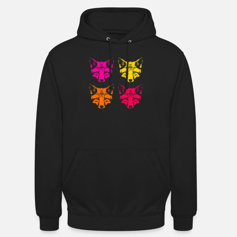 Renards de couleur - Sweat-shirt à capuche unisexe - noir