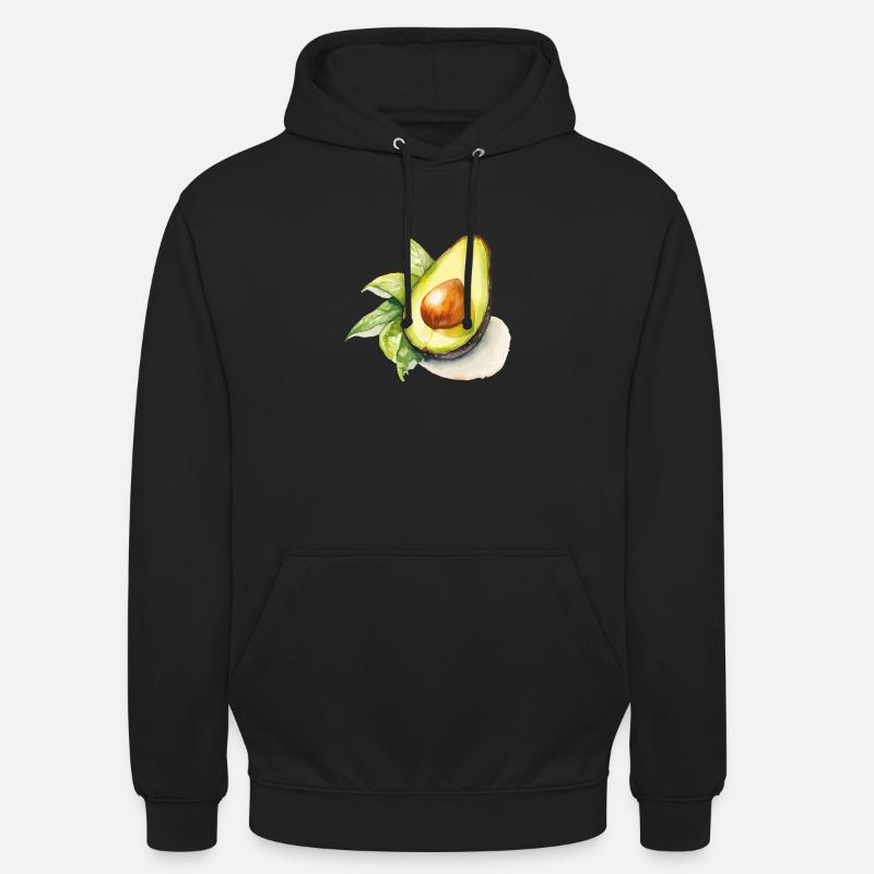 Illustration aquarelle avec avocat - Sweat-shirt à capuche unisexe - noir