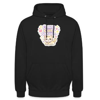 Crazy Cat Person – Pastel Cat Love - Sweat-shirt à capuche unisexe - noir - Devant - Alina (178cm) & Michal (187cm)