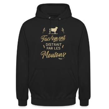 Mouton Humour Agricultrice Agriculteur Agricole - Sweat-shirt à capuche unisexe - noir - Devant - Alina (178cm) & Michal (187cm)