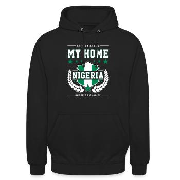Mon pays d’origine Nigeria - Sweat-shirt à capuche unisexe - noir - Devant - Alina (178cm) & Michal (187cm)