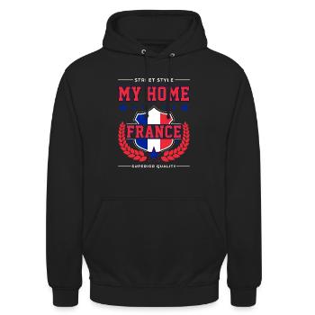 Ma France d’origine - Sweat-shirt à capuche unisexe - noir - Devant - Alina (178cm) & Michal (187cm)