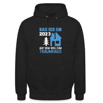 Auf Dem Weg Zum Traumhaus Bauleiterin 2023 - Unisex Hoodie - Schwarz - Vorne - Alina (178cm) & Michal (187cm)