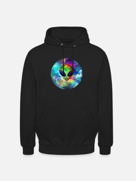 Tête d'Alien devant sa Planète - Sweat-shirt à capuche unisexe - noir