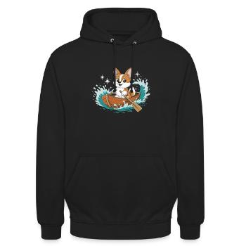 A Corgi Boating Paddle Boat - Unisex Hoodie - black - Front - Alina (178cm) & Michal (187cm)