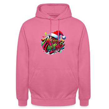 Joyeux Noël Graffiti Sil - Sweat-shirt à capuche unisexe - rose - Devant - Alina (178cm) & Michal (187cm)