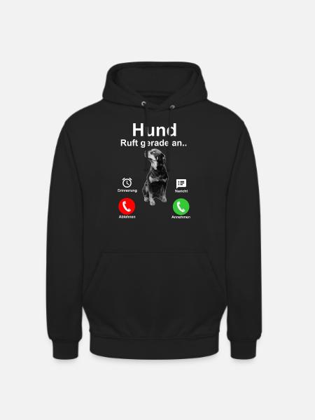 Hund Anruf | Hundemotiv | Geschenk - Unisex Hoodie - Schwarz