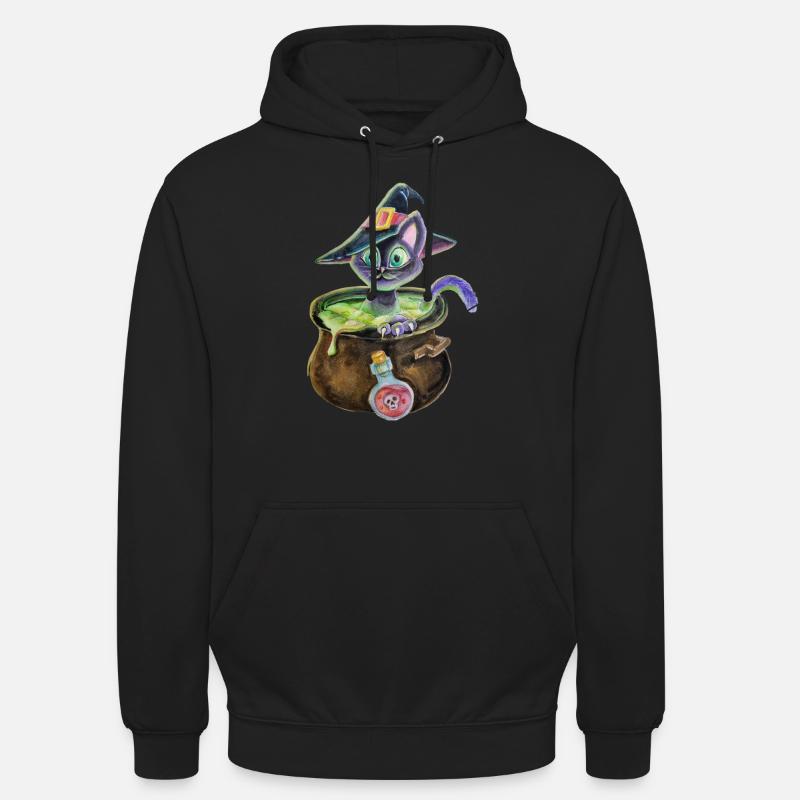 Hexenkatze im Topf - Unisex Hoodie - Schwarz