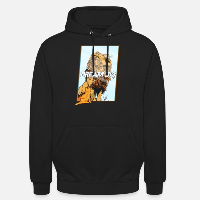 Dream Big Katze Löwe - Unisex Hoodie - Schwarz