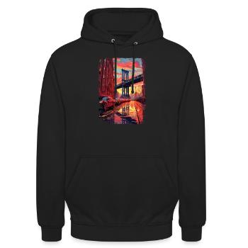New York - Unisex Hoodie - Schwarz - Vorne - Alina (178cm) & Michal (187cm)