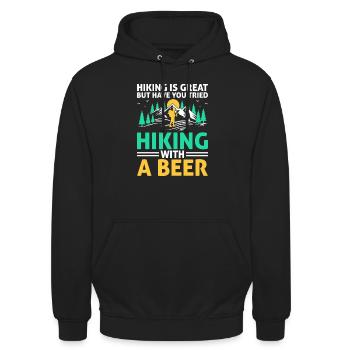 Wandern Wanderer Natur Trekking Outdoor Bergsteigerin - Unisex Hoodie - Schwarz - Vorne - Alina (178cm) & Michal (187cm)