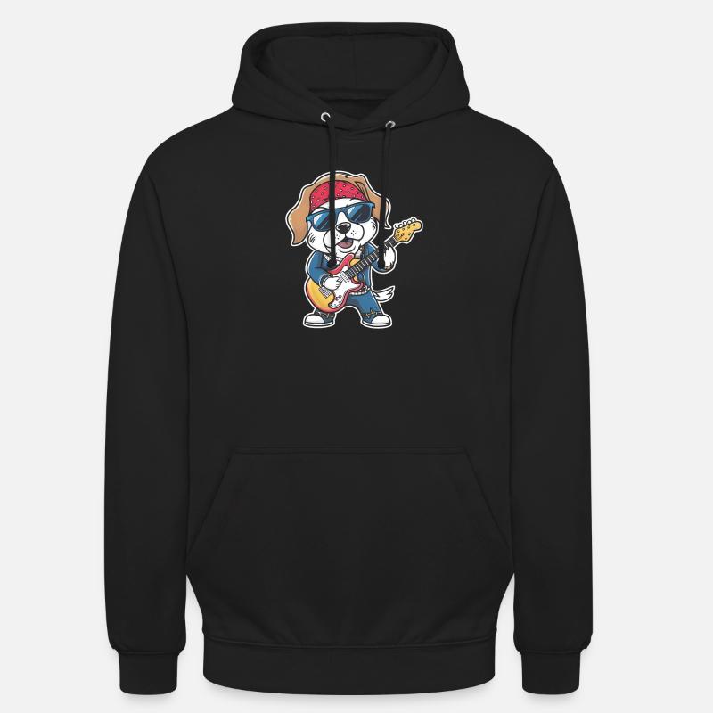 Sloth Playing Guitar Gift - Unisex Hoodie - black
