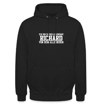 Richard Name Design - Unisex Hoodie - Schwarz - Vorne - Alina (178cm) & Michal (187cm)
