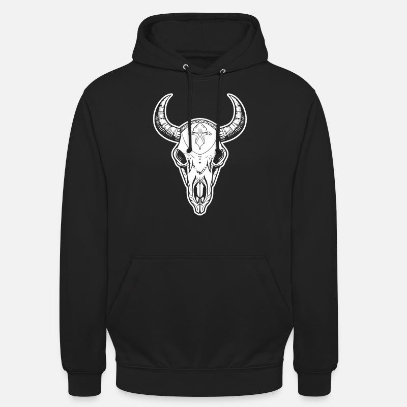 Kuh Schädel Boho - Unisex Hoodie - Schwarz