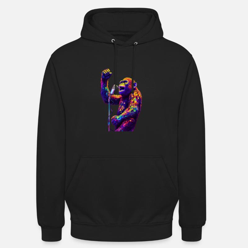 SingenderAffe mit Mikrofon - Unisex Hoodie - Schwarz