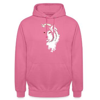Wolf black & white - Unisex Hoodie - Pink - Vorne - Alina (178cm) & Michal (187cm)