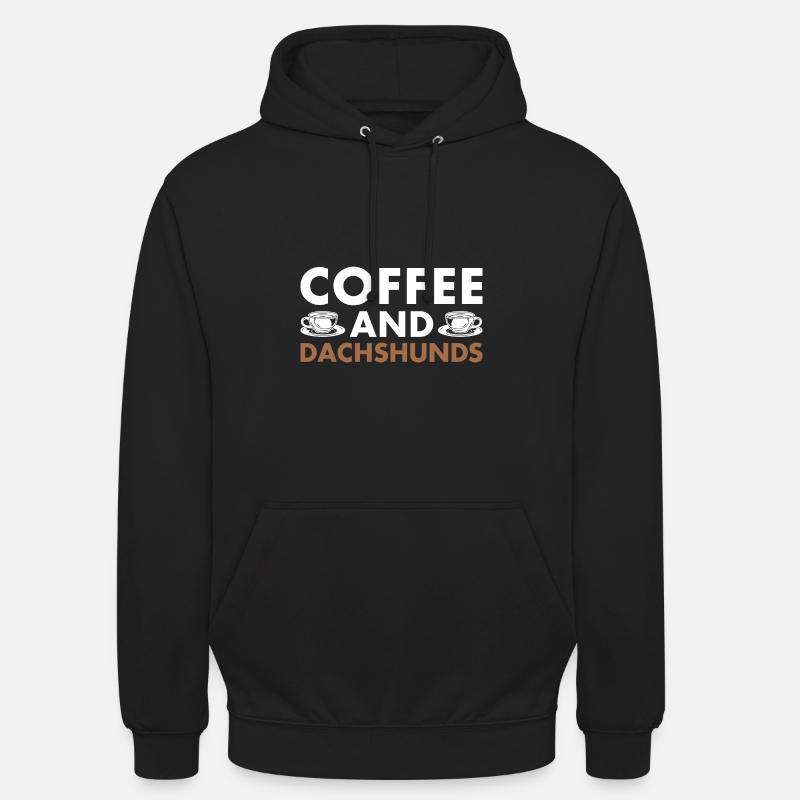 Café et teckel - Sweat-shirt à capuche unisexe - noir