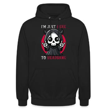 I'm Just Here To Headbang Cute Grim Reaper - Unisex Hoodie - black - Front - Alina (178cm) & Michal (187cm)