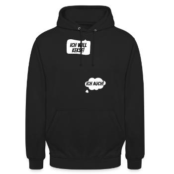 Schwangerschaft Ankündigung schwanger Babybauch - Unisex Hoodie - Schwarz - Vorne - Alina (178cm) & Michal (187cm)