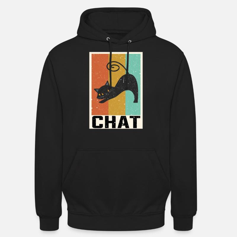 Chat - Sweat-shirt à capuche unisexe - noir