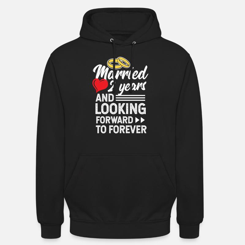 Second Wedding Anniversary Married 2 Years - Unisex Hoodie - black