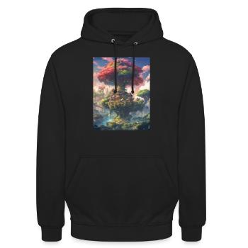 Arbre du monde mythique - Sweat-shirt à capuche unisexe - noir - Devant - Alina (178cm) & Michal (187cm)
