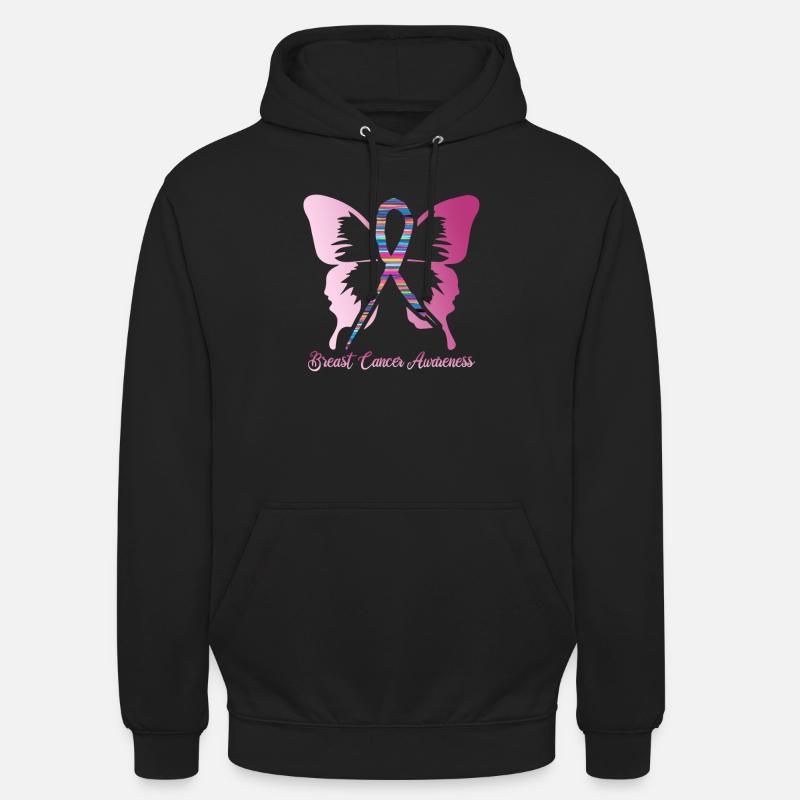 Papillon du cancer du sein - Sweat-shirt à capuche unisexe - noir