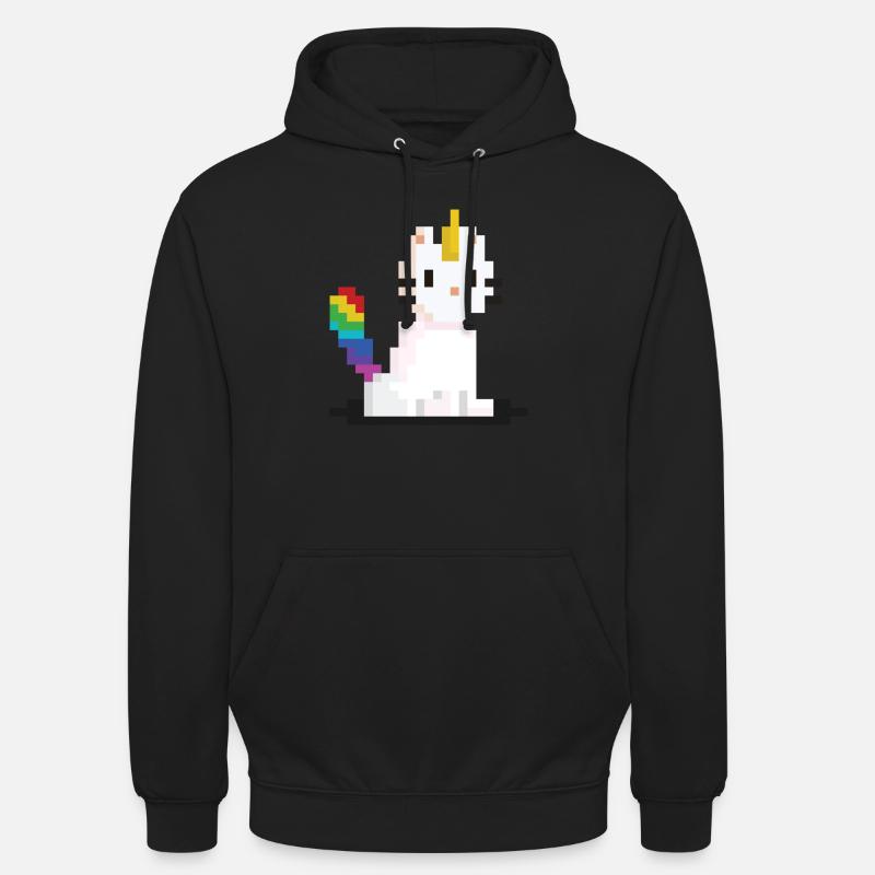 Pixel Einhorn Katze - Unisex Hoodie - Schwarz