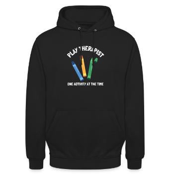 Thérapeute du jeu - Thérapeute en récréothérapie RT - Sweat-shirt à capuche unisexe - noir - Devant - Alina (178cm) & Michal (187cm)
