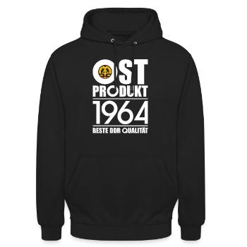 OSTPRODUKT 1964 DDR OSSI 62. GEBURTSTAG - Unisex Hoodie - Schwarz - Vorne - Alina (178cm) & Michal (187cm)