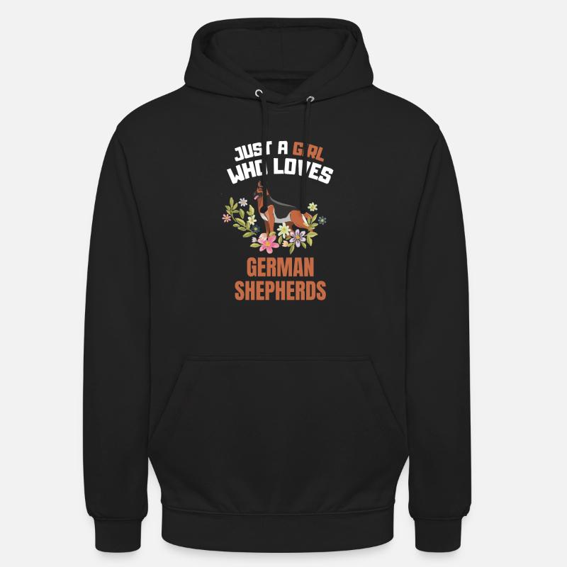 Blumen Hunde Deutscher Schäferhund Mädchen - Unisex Hoodie - Schwarz