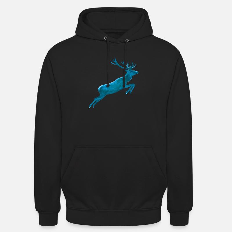 Hirsch Jumping blue - Unisex Hoodie - Schwarz