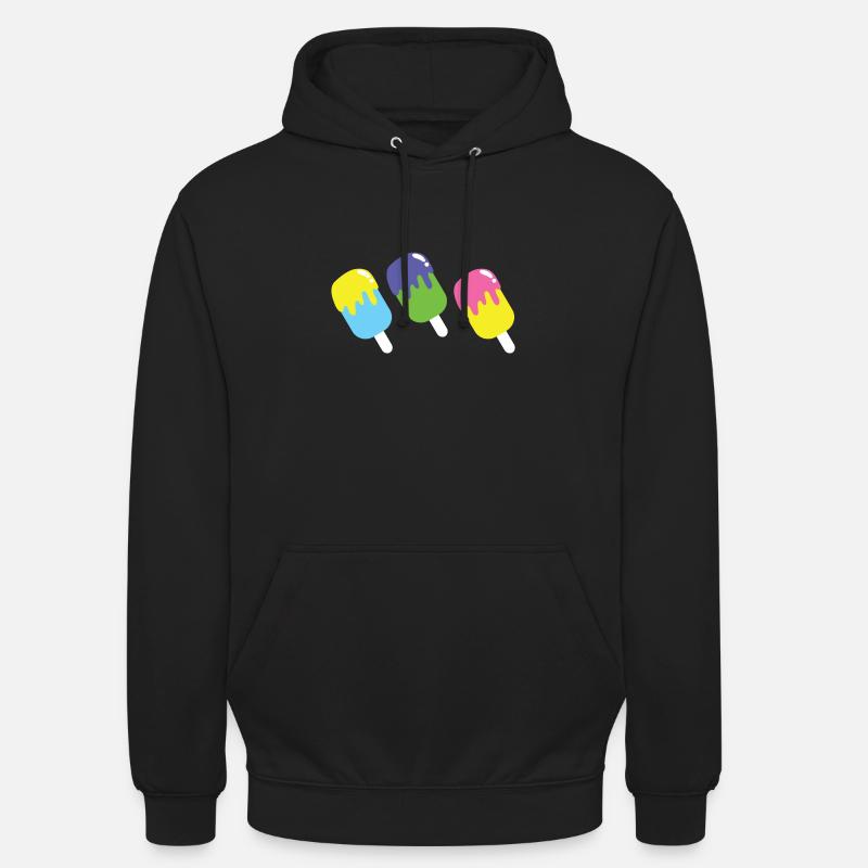 Three multicoloured ice-creams on popsticks - Unisex Hoodie - black