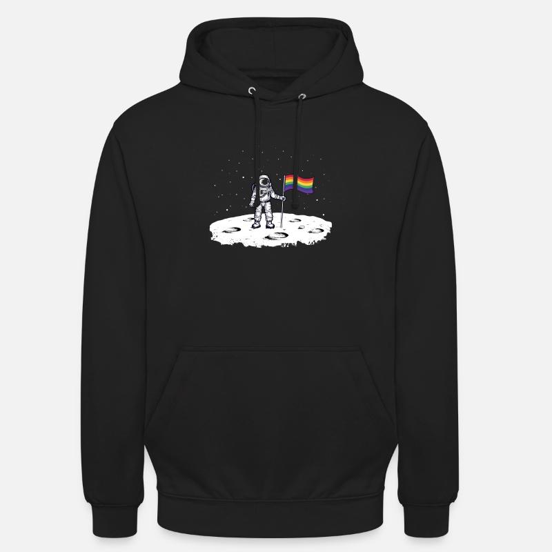 Drapeau arc-en-ciel astronaute - Sweat-shirt à capuche unisexe - noir