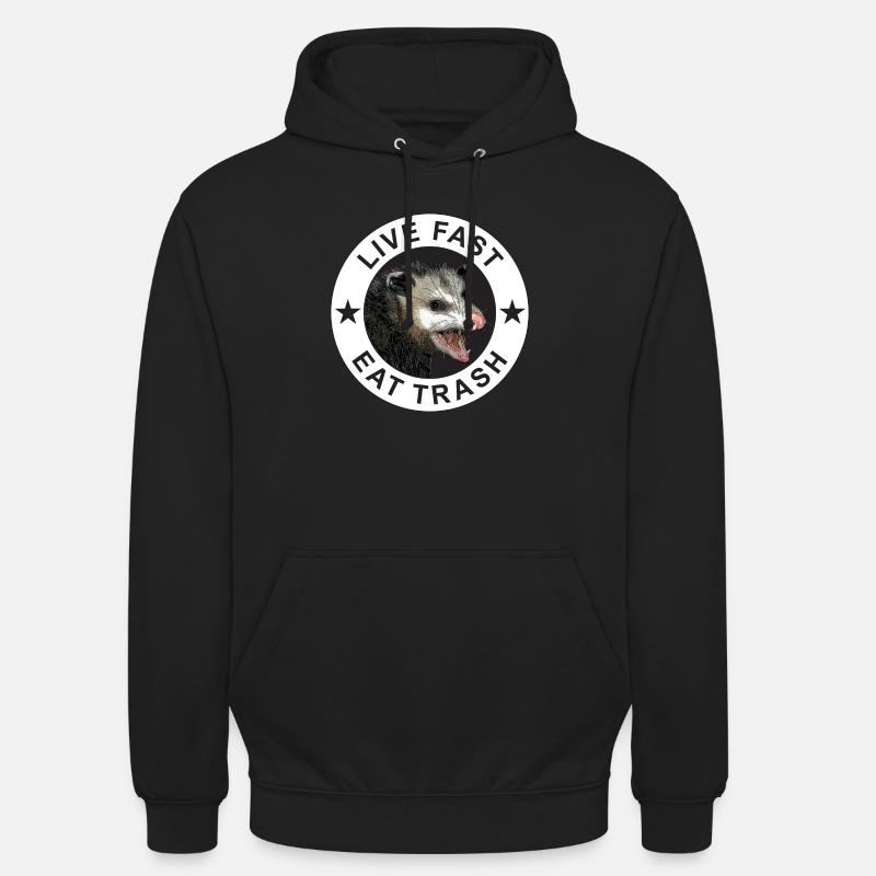 Live Fast Eat Trash Possum - Sweat-shirt à capuche unisexe - noir